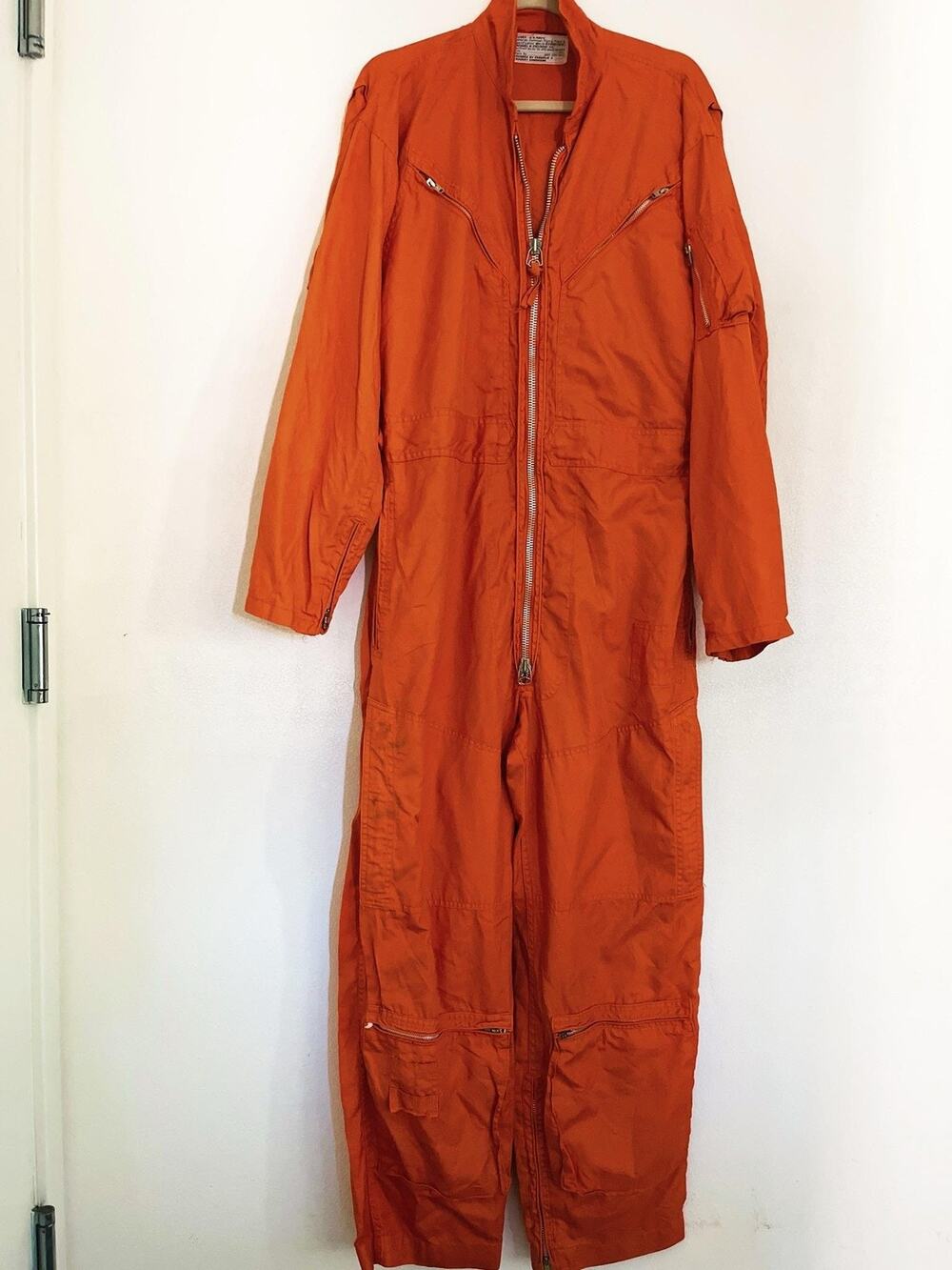 VTG US Navy Coverall Mens 44L Orange Summer Flying Type II BUAER Flight Suit